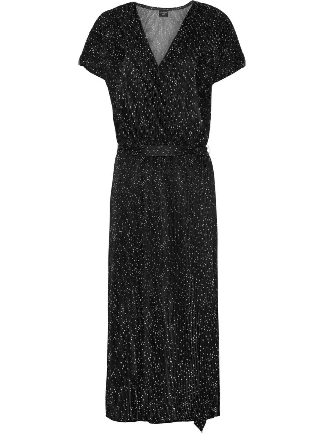 Protest Prtbresser – Jurk Dames – Korte mouwen – Split – Plisséstof true black