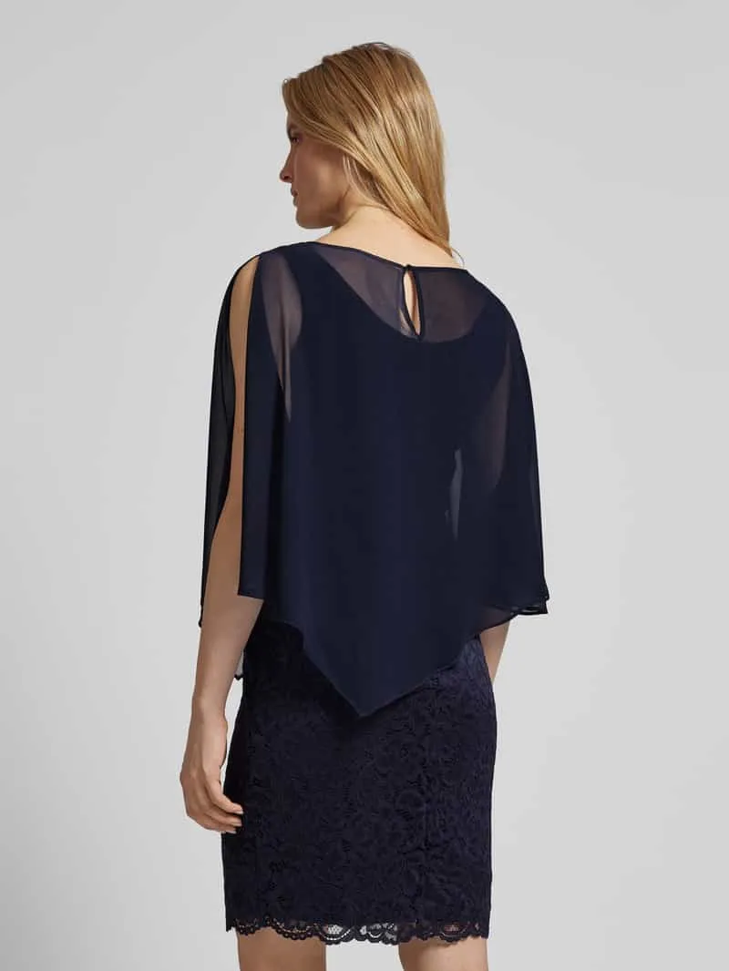 Vera Mont Knielange cocktailjurk in dubbele-laagjeslook donkerblauw, foto 3