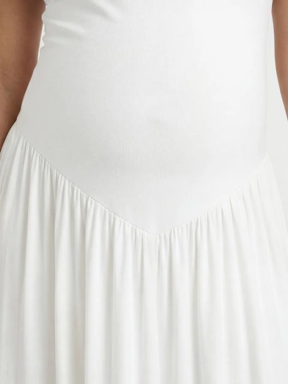 boohoo Dames Zwangerschaps Double Slinky Racerback Maxi Jurk wit, foto 3