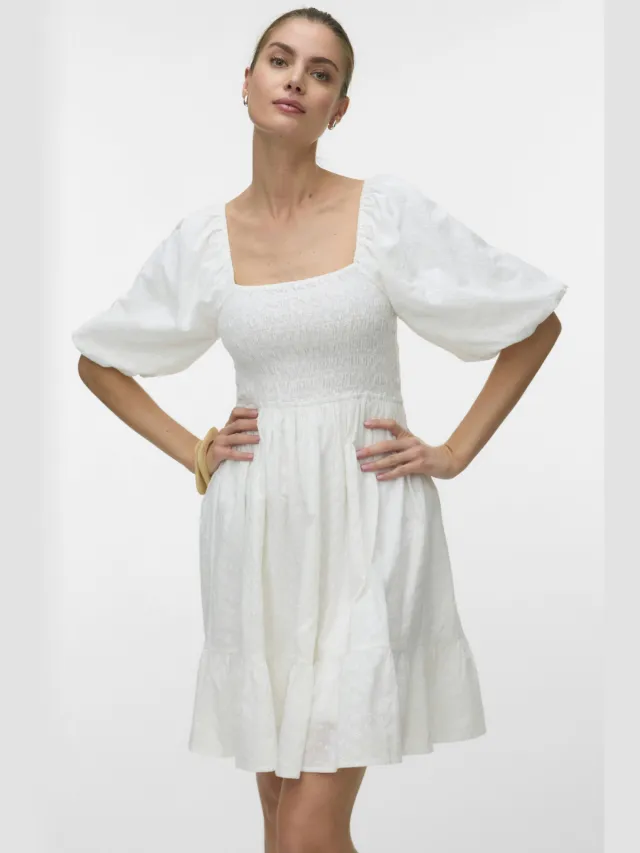 Aware mini jurk met borduursels - wit