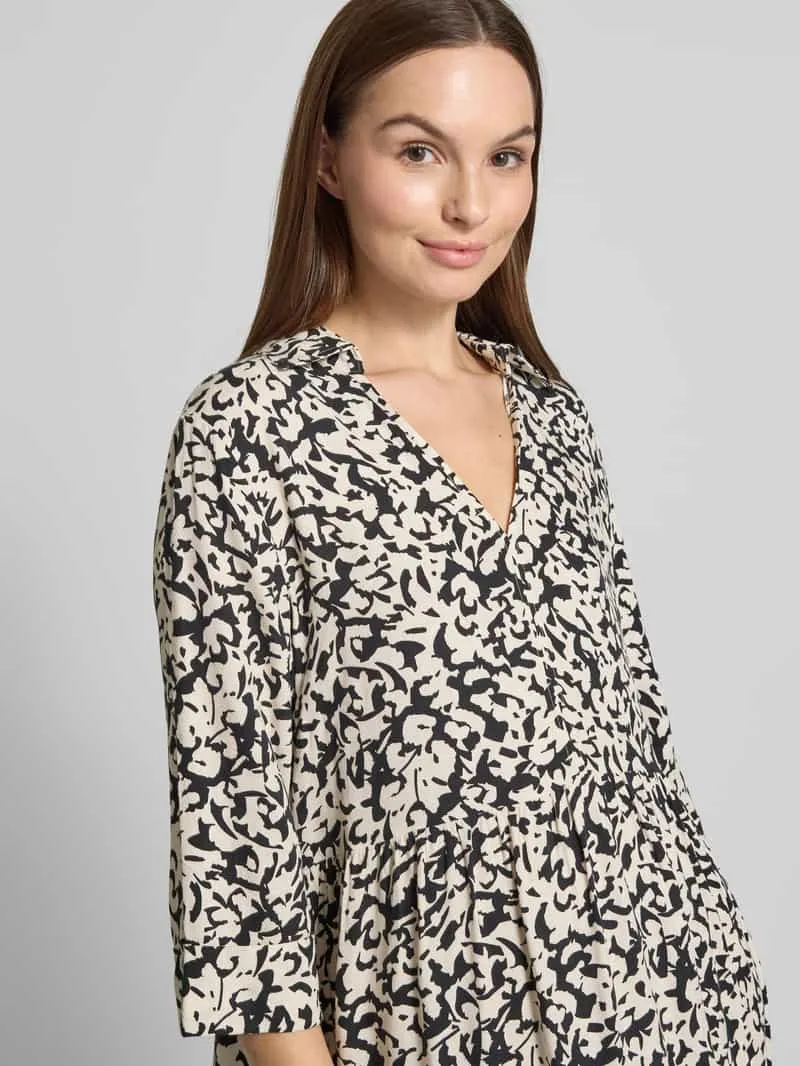 Opus Knielange jurk in laagjeslook, model 'Walari' zwart, foto 3
