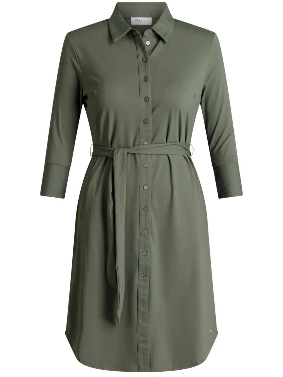 Ivy Beau midi blousejurk van travelstof - olijfgroen, foto 2