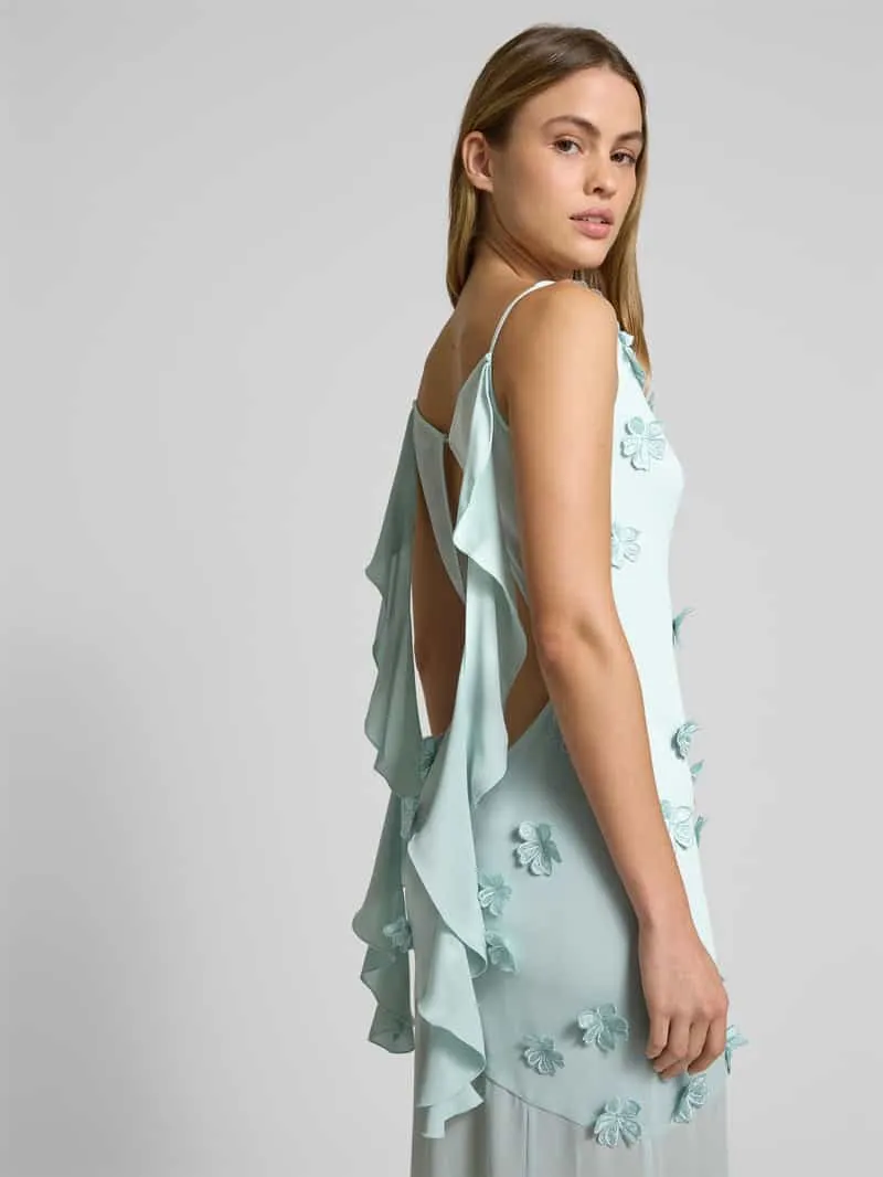Rotate Maxi-jurk met geborduurde bloemen lichtblauw, foto 5