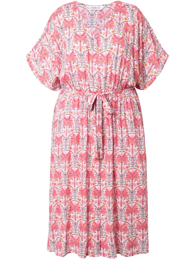 Studio Untold Dames - Kaftanjurk A-lijn midi-lengte strikceintuur - Off-white - Maat 50+