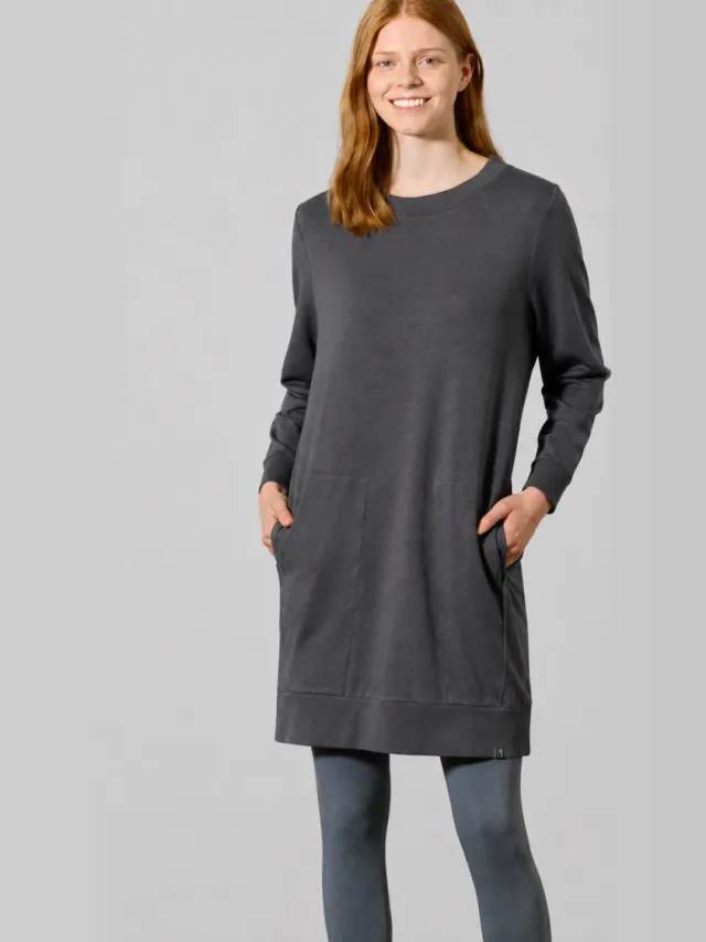 HempAge dames vegan Sweaterjurk Sporty Antraciet Grijs