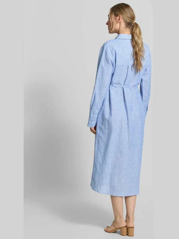 Christian Berg Woman midi-jurk van puur linnen in langärmelig design blauw, foto 4