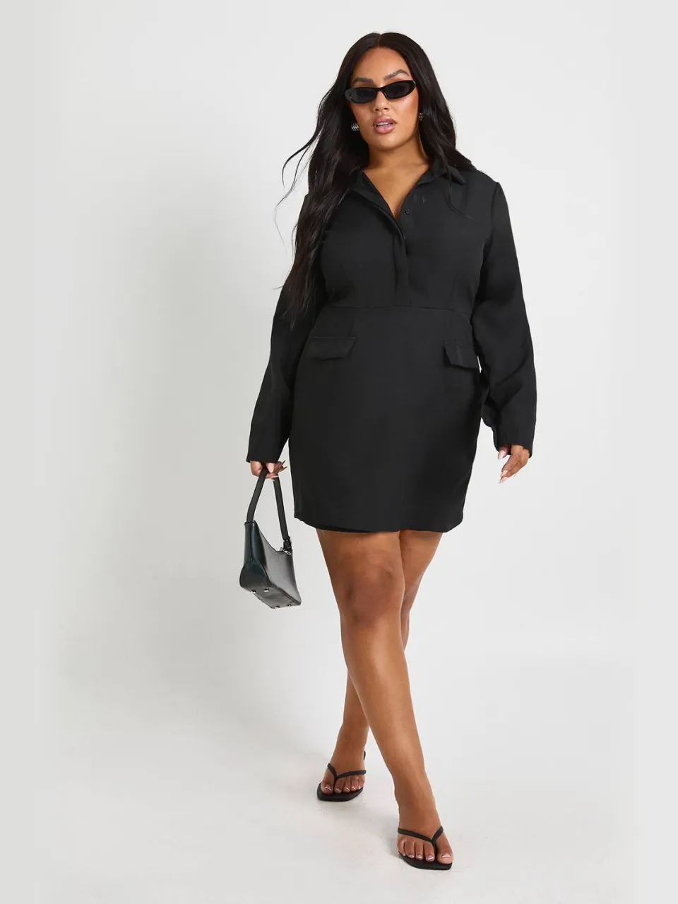 boohoo Dames Plus Geweven Wrap Shirtjurk zwart, foto 3
