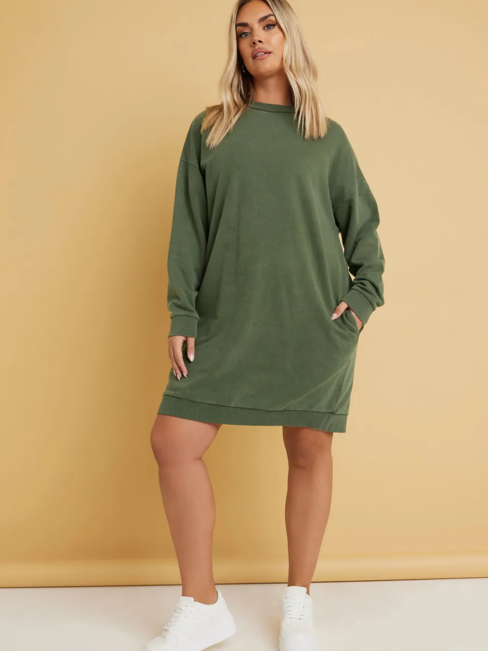 Yours Kakigroene Sweatjurk Met Zak, foto 2