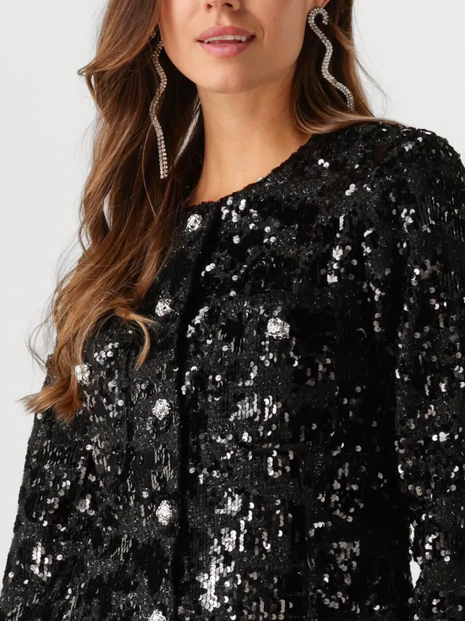 SECOND FEMALE Dames Jurken Flakes Dress - Zwart, foto 4