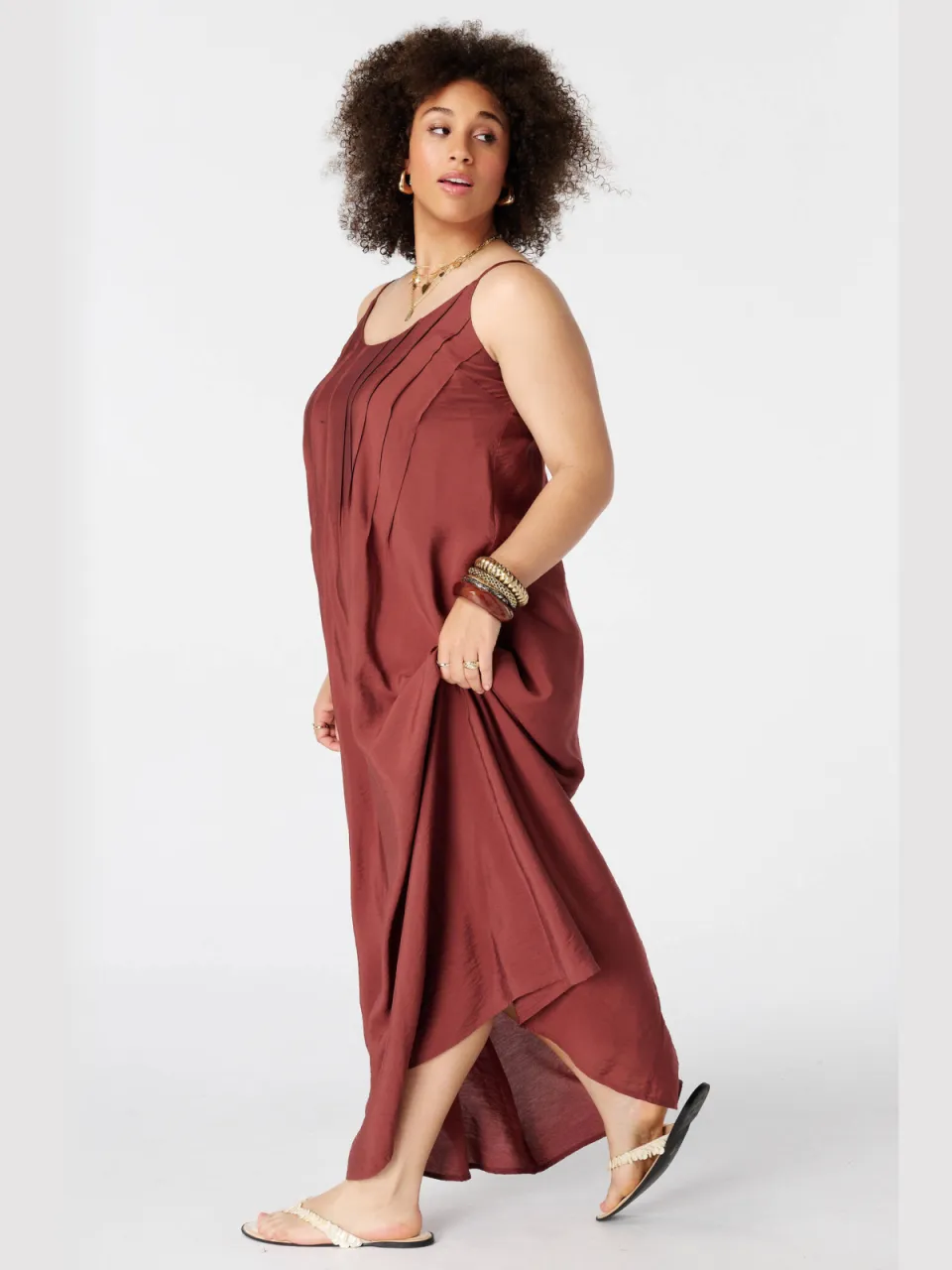 MS Mode viscose maxi jurk Plus Size - donkerrood, foto 3