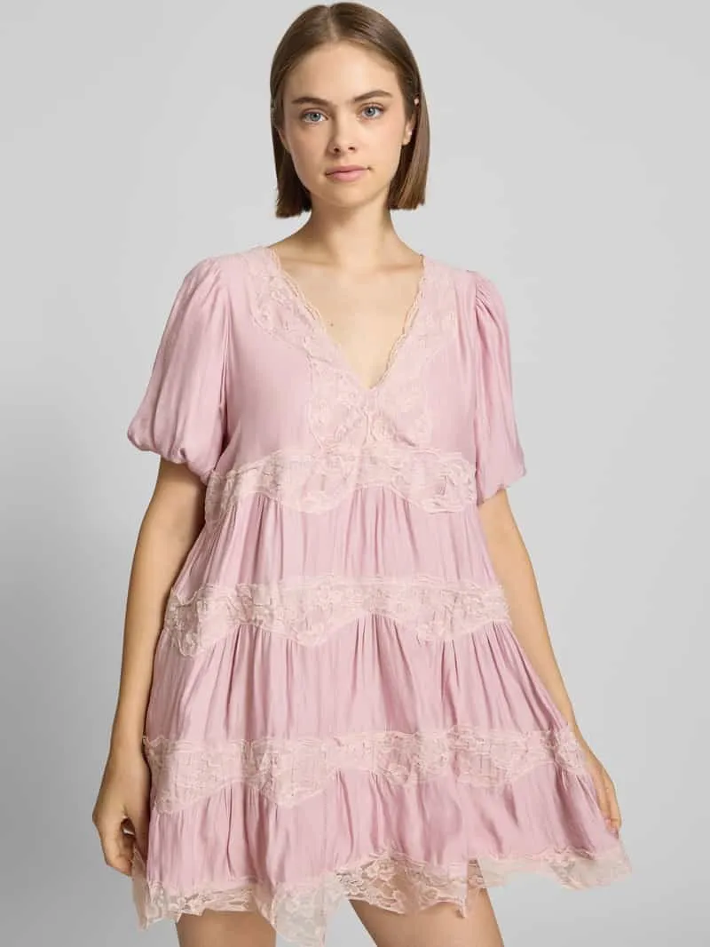 daisy street Regular fit mini-jurk met kant model 'Cotton Candy' roze, foto 4