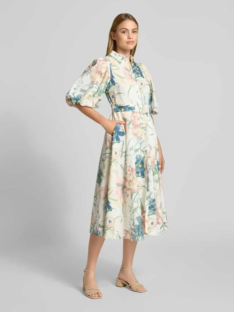 Ted Baker Midijurk van linnenmix met all-over bloemenprint zand, foto 3