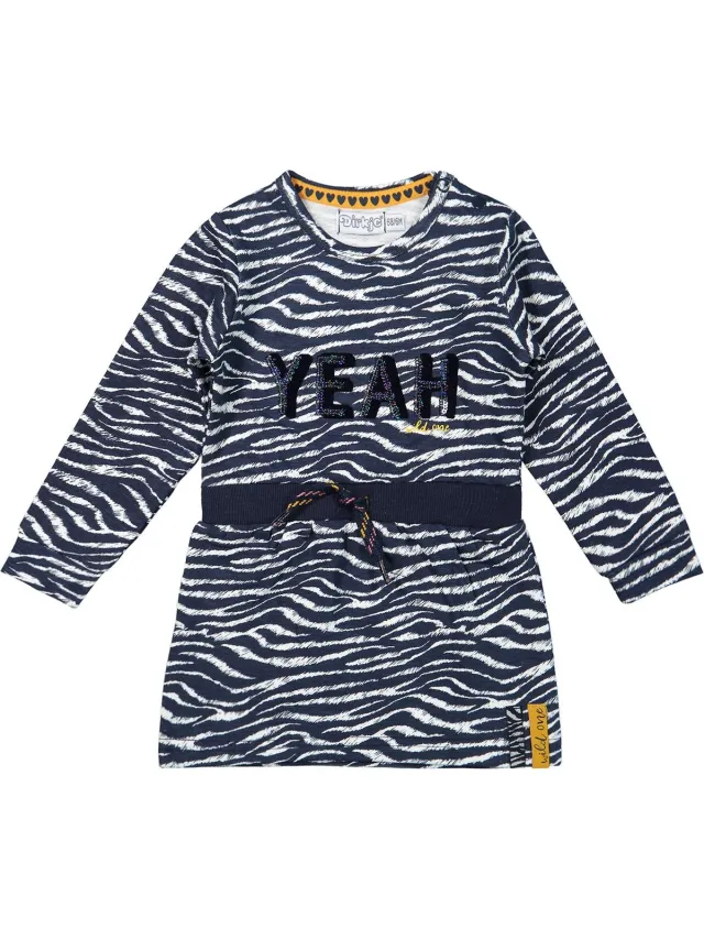 Dirkje Meisjes Jurk Navy + off white