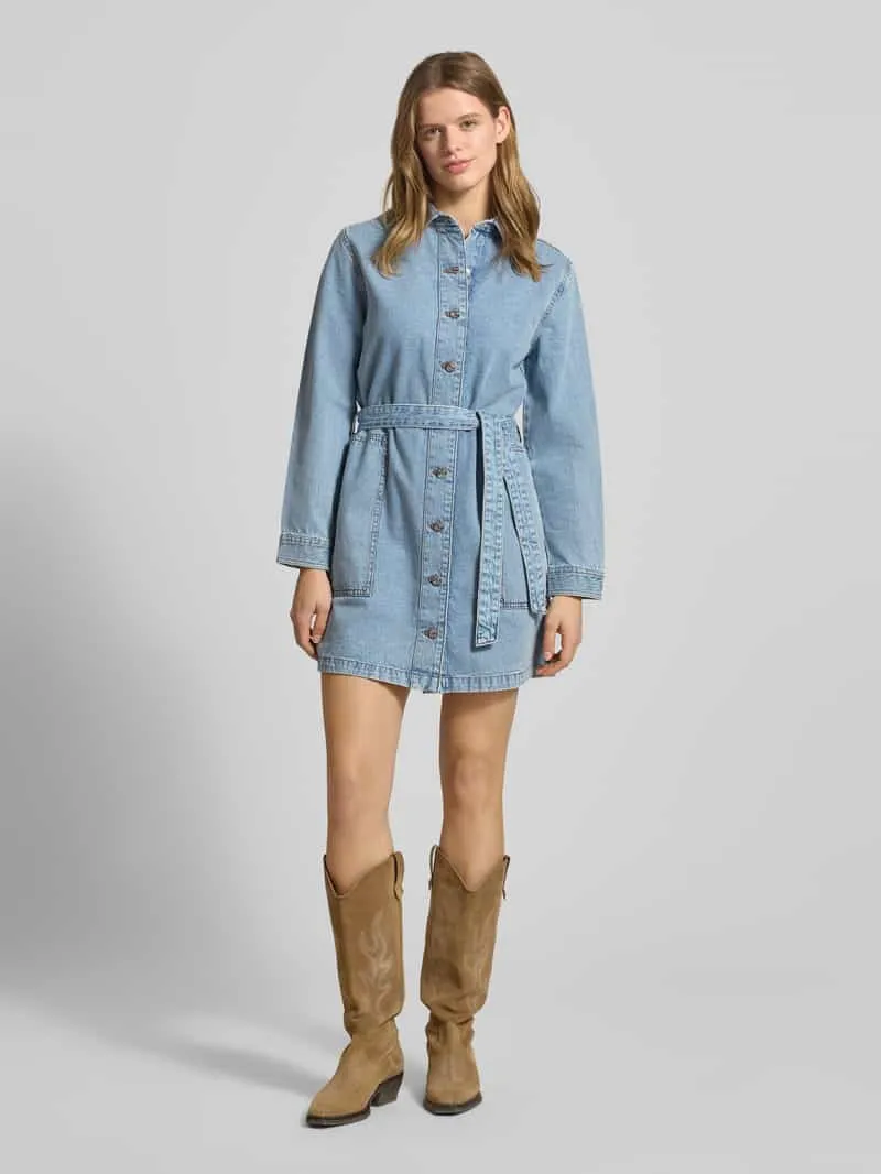Calvin Klein Mini-jurk in Denimlook met platte kraag Jeansblauw