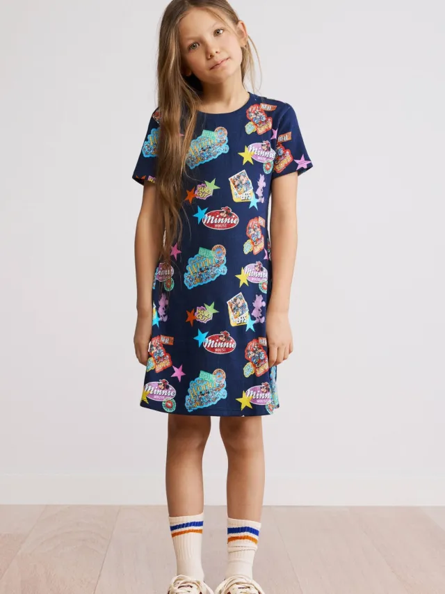 Desigual Minnie Mouse midi T-shirtjurk met print - donkerblauw