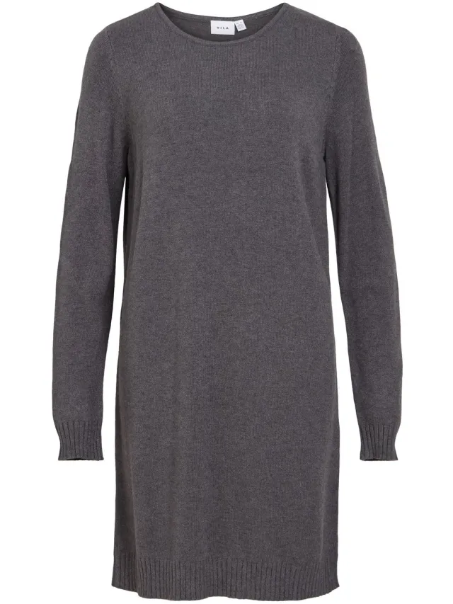 Vila Gebreide jurk VIRIL kort Dark Grey Melange1