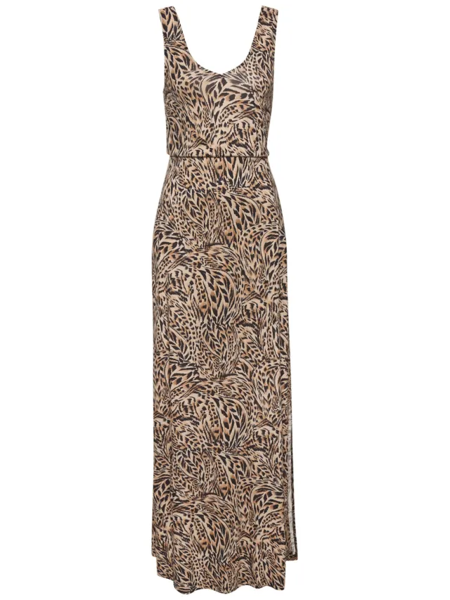 Maxi-jurk beige/jeansblauw bedrukt, foto 2