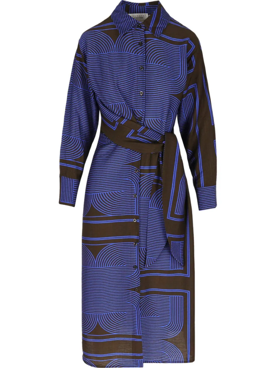 LOLALIZA midi blousejurk - blauw/bruin, foto 2
