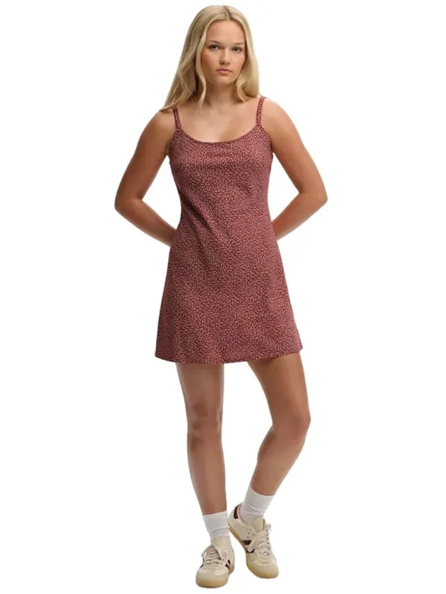 Superdry Printed Cami Mini Mouwloze Korte Jurk Roze XS Vrouw Bordeaux Red Mini Roses