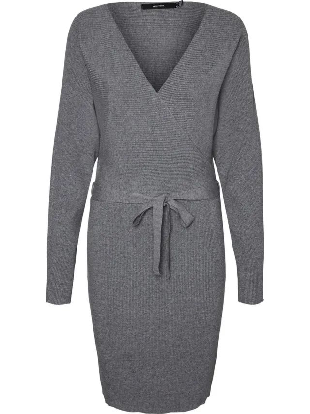 Vero Moda Gebreide jurk VMHOLLYREM Lange jurk Medium grey melange