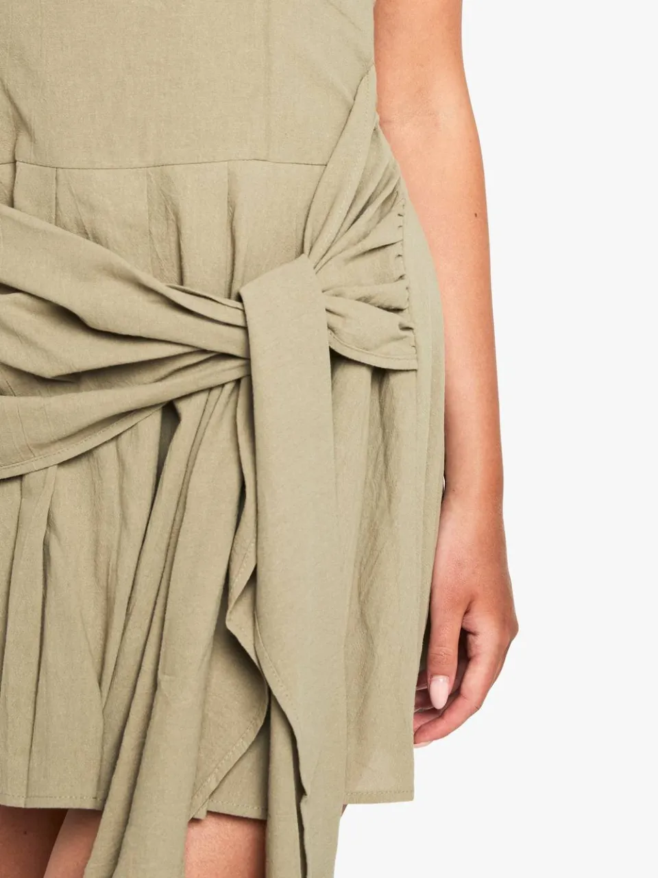 boohoo Dames Linnenlook Geplooide Wrap Mini Jurk groente, foto 3