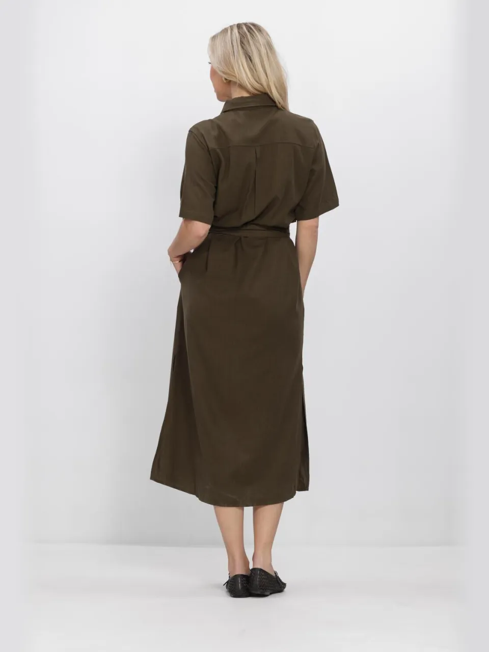 My Essential Wardrobe Dames Jurken Mwdias Ss Boxy Shirtdress - Donkergroen, foto 3