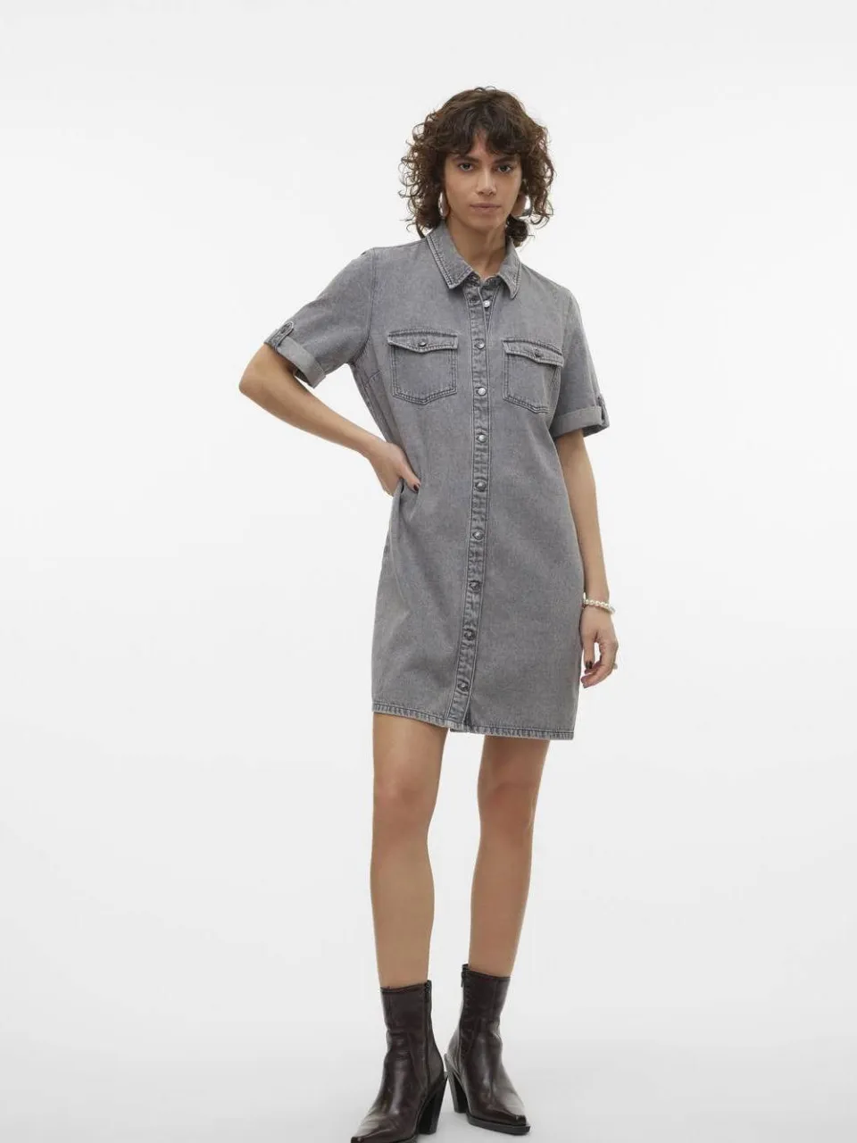 Vero Moda VMJENNIE spijkerjurk medium grey denim, foto 5