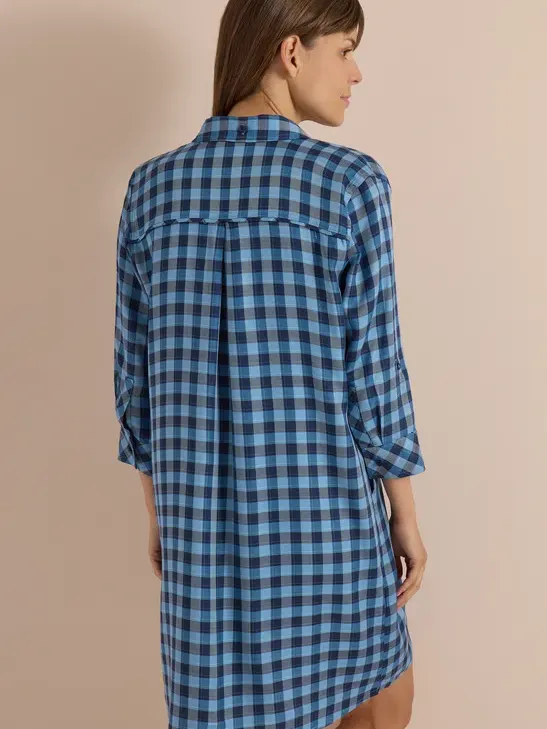 cecil Knie-lange jurk met een fijn ruitjespatroon blauw, foto 4