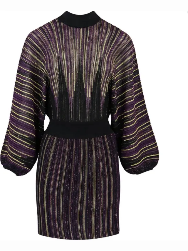 Nenette Gebreide - Jurk - Multicolour Zwart