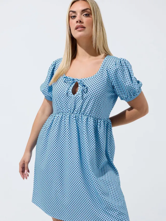 Limited Collection Blauwe Minijurk Met Stippen, foto 3