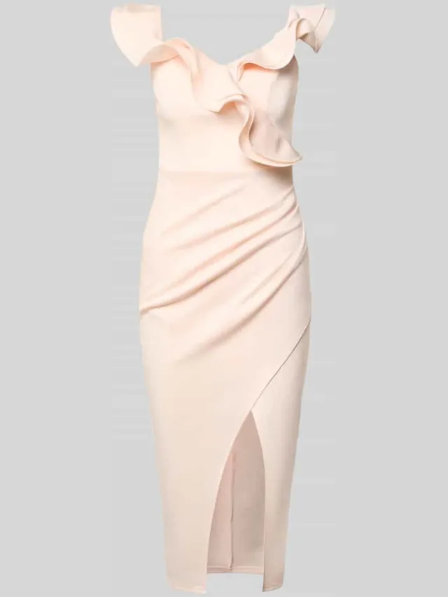 Lipsy slim fit midi-jurk met loopsplit roze, foto 2