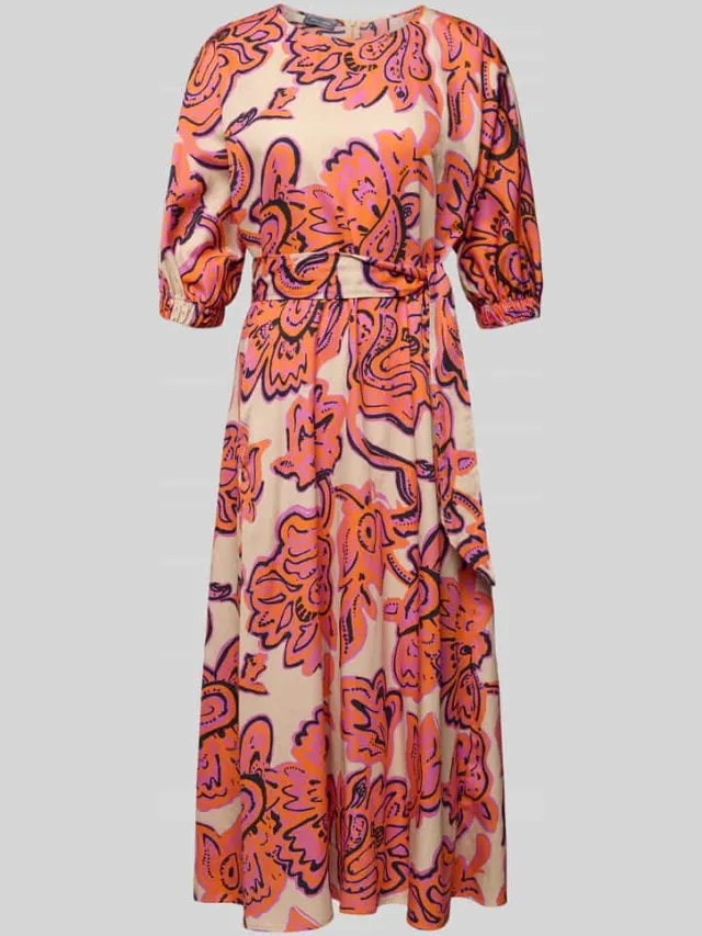 White Label midi-jurk met strikceintuur oranje, foto 2
