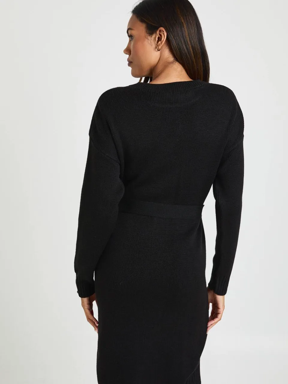 boohoo Dames Zwangerschaps Ronde Hals Trui Midi Jurk zwart, foto 2