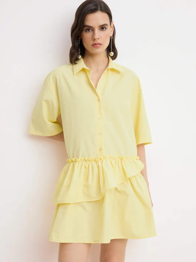 Trendyol TRENDYOLMİLLA Dames Geel Effen Kort / Mini Kort Skater Jurken