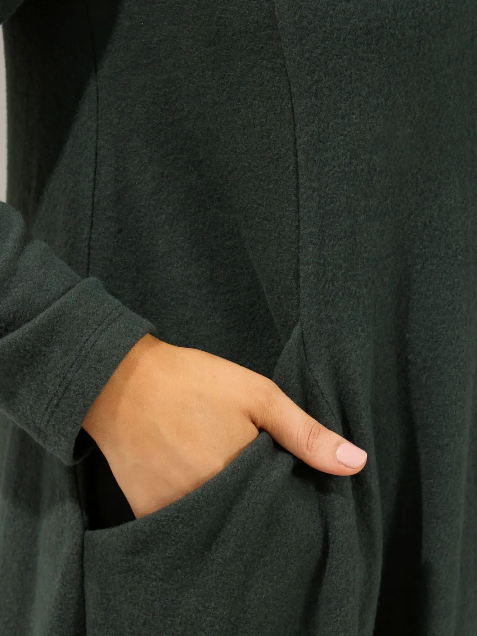 Yours Kaki Groene Gedrapeerde Henleyjurk Met Zakken, foto 5