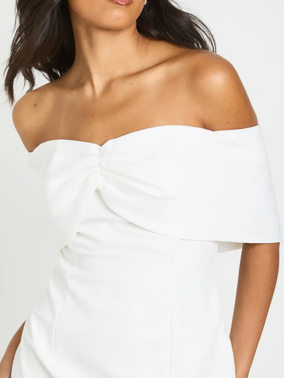 boohoo Dames Bardot Mini Jurk Met Satijnen Strikdetail ivoor, foto 4