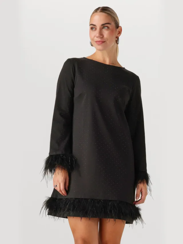 ANA ALCAZAR Dames Jurken Dress Feathers - Zwart