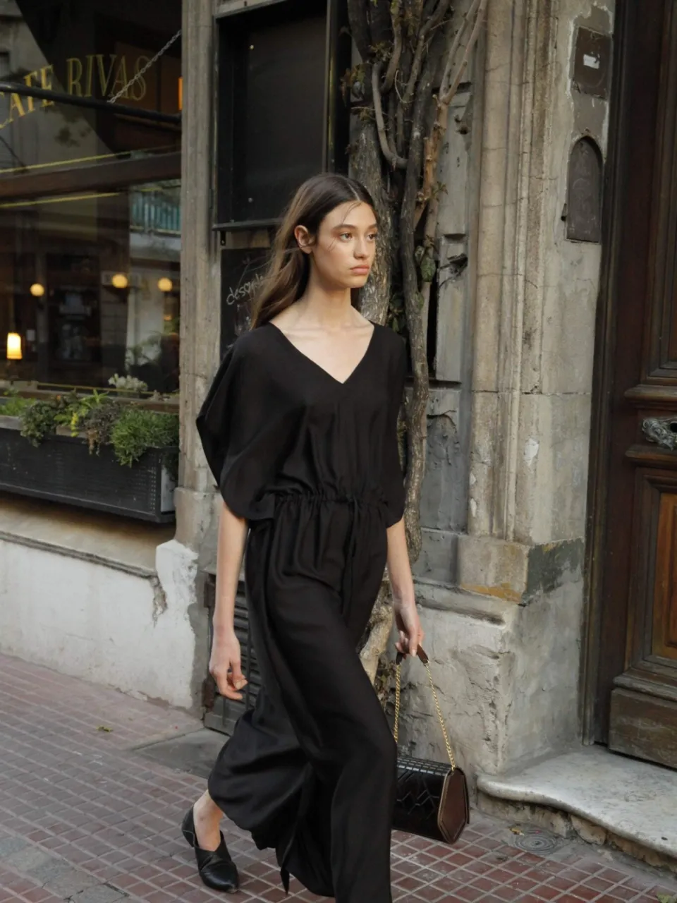 Neu Nomads dames vegan Kaftanjurk Capri Leisteen Zwart, foto 2