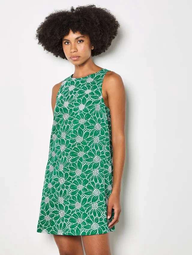 Apricot Mini-shiftjurk met bloemenborduursel Groen