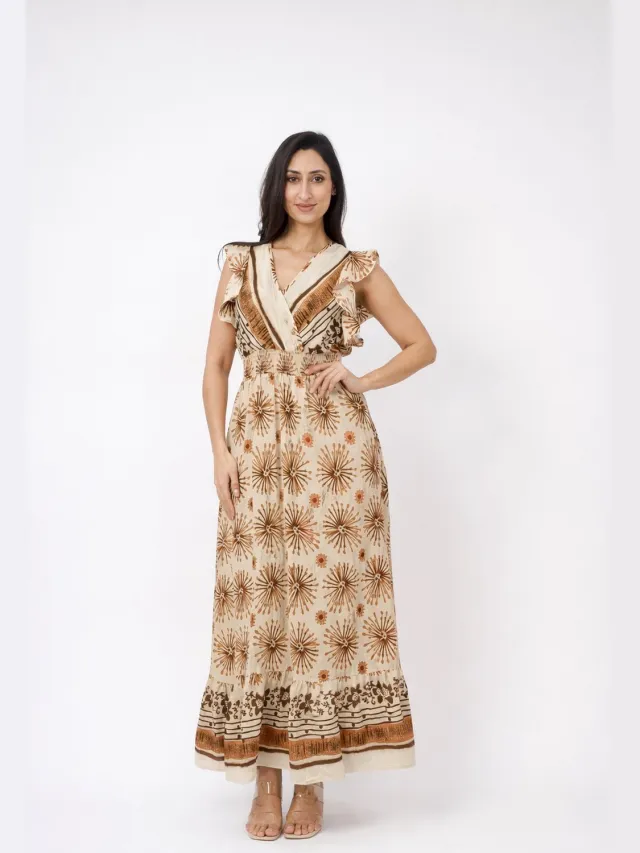 Elara Maxikleid Dunkelbeige