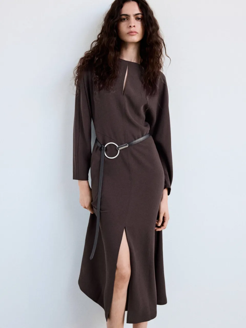 Mango midi jurk - bruin, foto 3