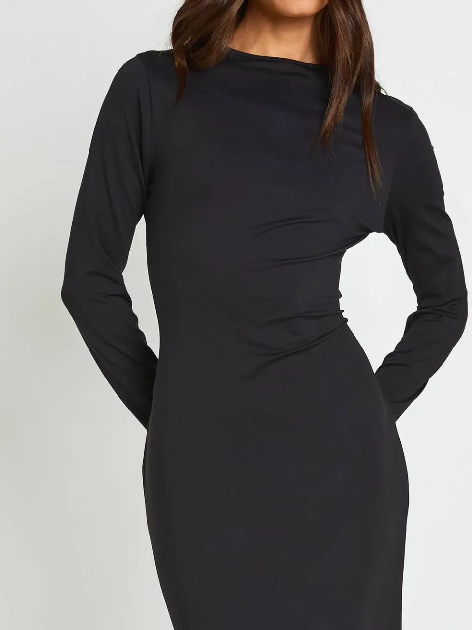 boohoo Dames Lange Basic Maxi Jurk Met Lange Mouwen zwart, foto 3