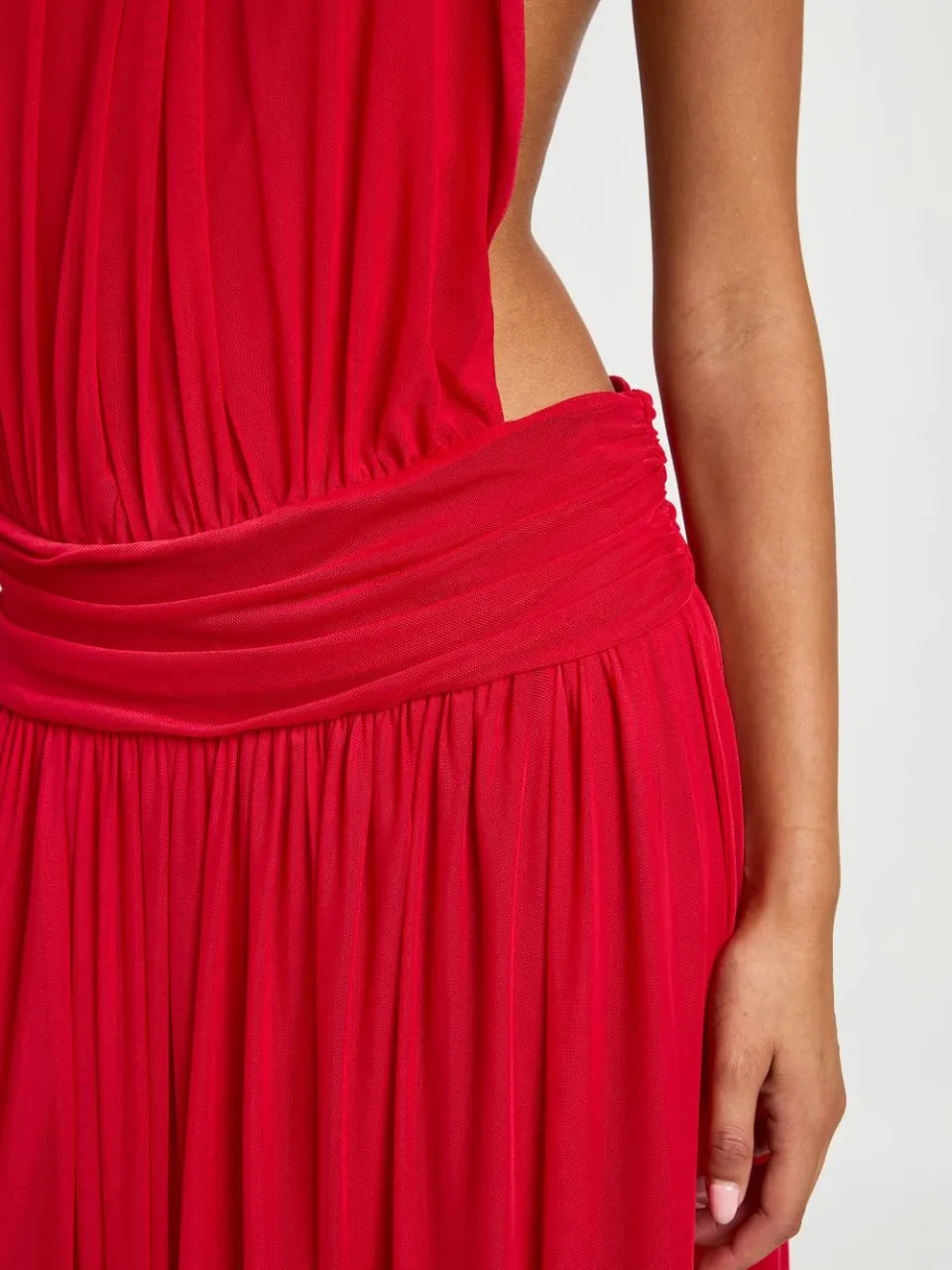 boohoo Dames Maxi-jurk Met Hoge Halslijn, Verlaagde Taille En Open Rug rood, foto 4
