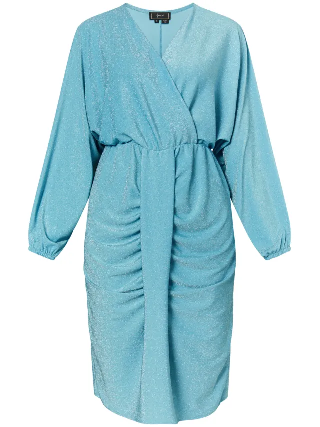 Faina Avondjurk met glanzend garen Dames aqua, foto 2
