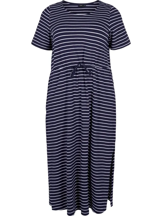 Zizzi VDORIT SS 7/8 DRESS Dames Jurk - Blue - Maat S (42-44) Blauw