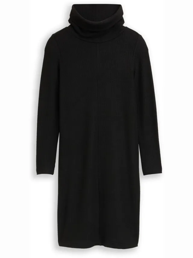 Tom Tailor Comfortabele jurk met wafelstructuur - deep black