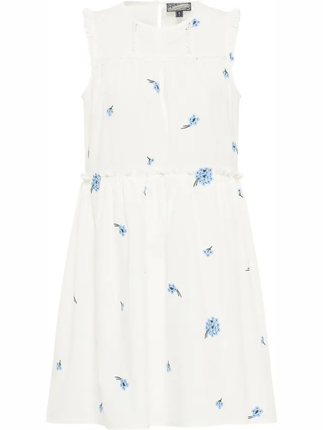 DREIMASTER midi-jurk Wol Wit Blauw