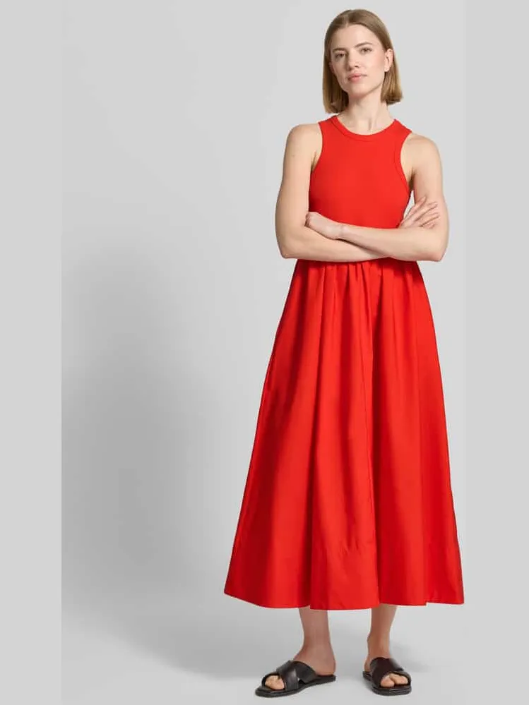 Y.A.S. midi-jurk met ronde hals model 'MIRI' Rood