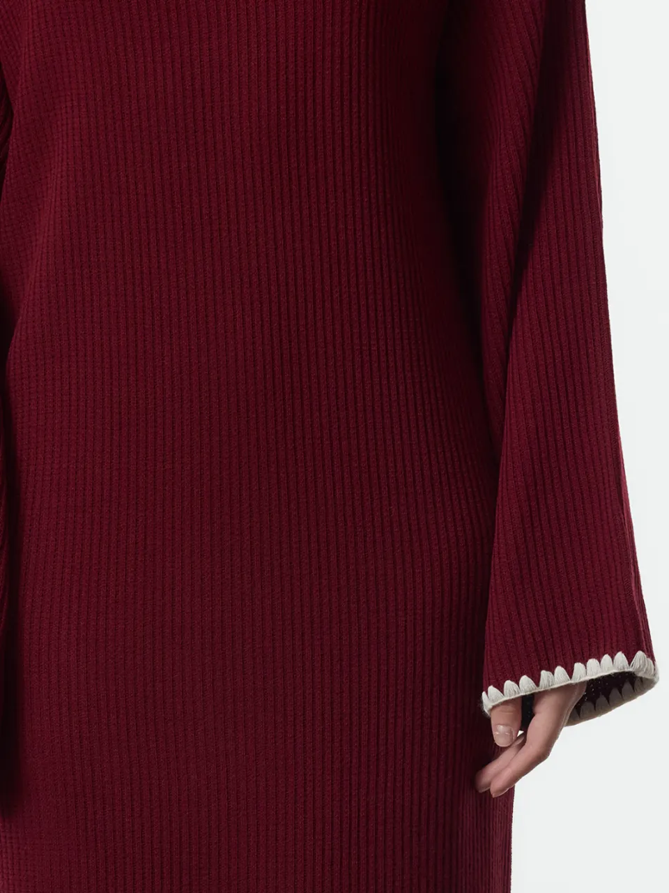 Trendyol Modest Dames Bordeaux Effen Maxi Lang Casual Recht Modest Jurken, foto 2