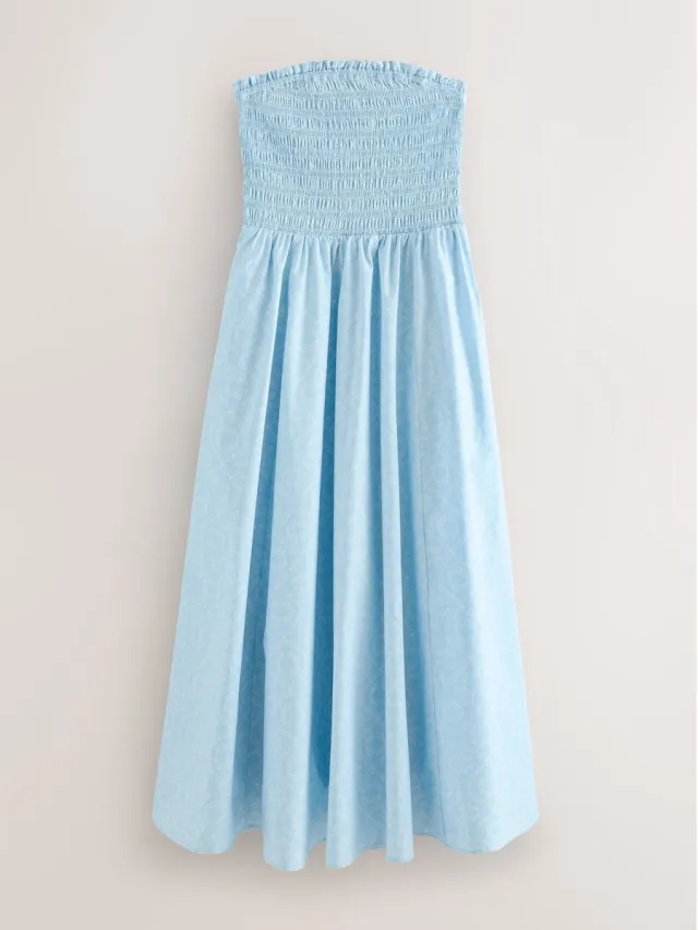 Next Dames - Gesmokte bandeau-midi-jurk voor speciale gelegenheden - Blauw